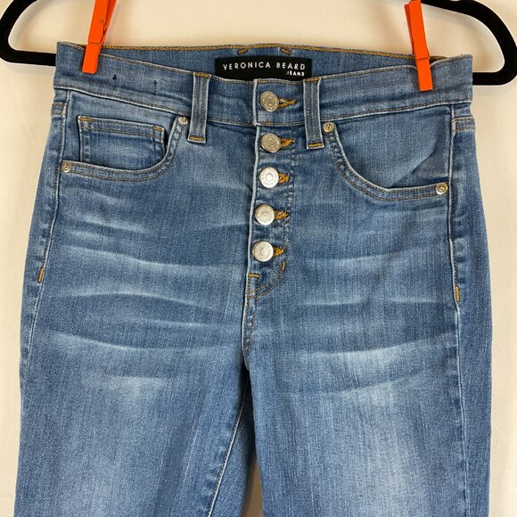 Veronica Beard Jeans Debbie Skinny High Rise 26 Blue Button Fly - Picture 2 of 10